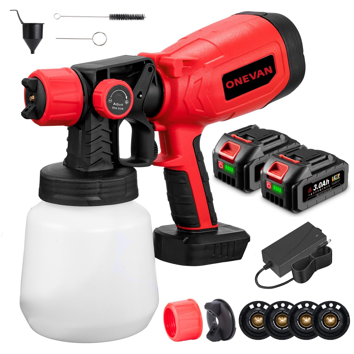 ONEVAN Avvitatore a Percussione Senza Fili 1000 Nm con 2 Batterie 4,0 Ah, Senza Spazzole 1/2 per Auto, Cantiere e Montaggio Pesante (Rosso