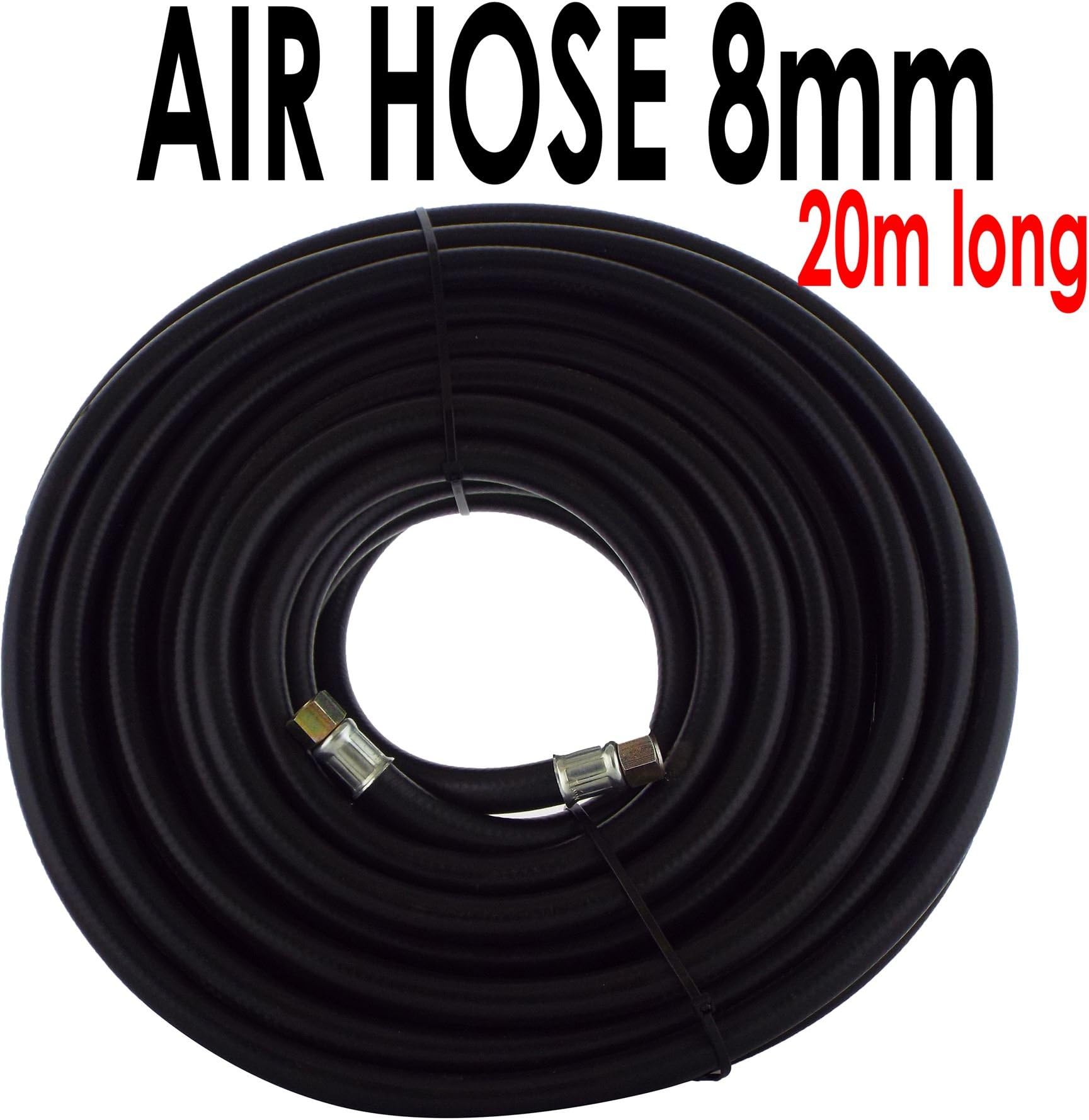 STARCHEM1/4" ¼inch BSP Air Line Hose 20m Long x 8mm thick Bore Rubber Compressor Airline Tough, synthetic rubber tube offers excellent strength and flexibility Reinforced