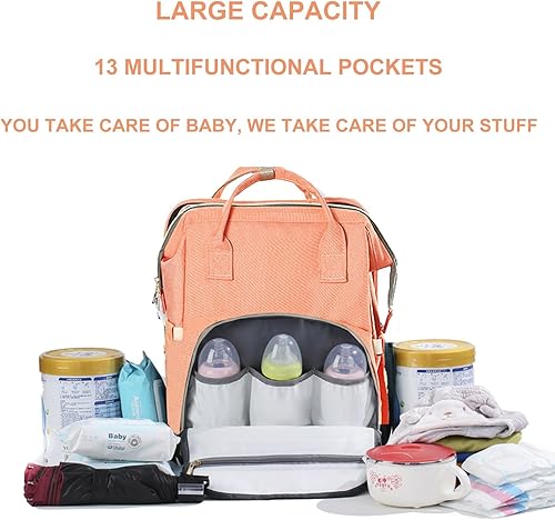 Miniatura 10 de Daerli Mochila para pañales con cambiador, Gris, Bolsa para pañales