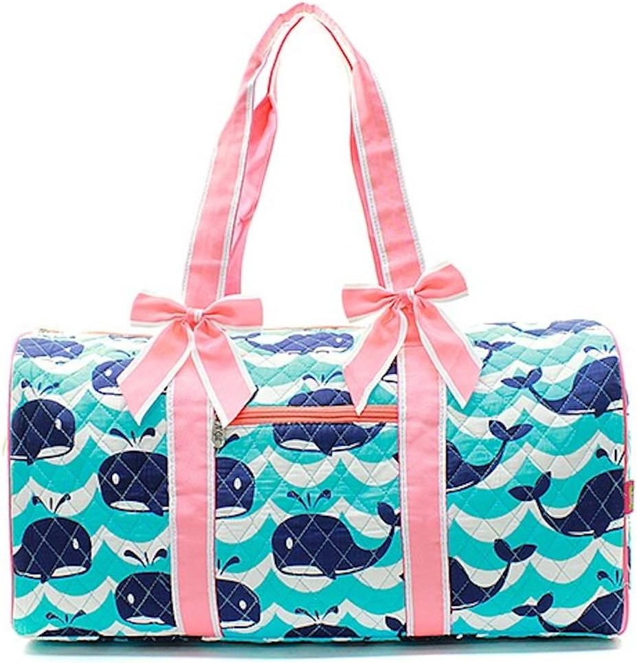 Quilted Weekend Travel Overnight 20" Large Duffle Bag (Splash Whale Coral)
