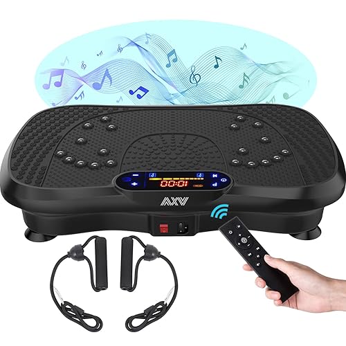 AXV Vibration Plate Fitness Platform Exercise Machine Vibrating Lymphatic Drainage Shaking Full Body Shaker Workout Vibrate Stand Shake Board Sport Gym for Weight Loss Fat Burner for Women Men - SLIM-BLACK