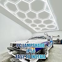Vista 5 de GOSLARLIT Luces LED hexagonales de garaje, 6500 K regulables, brillo ajustable, luces hexagonales de gimnasio para coche/lavado de autos