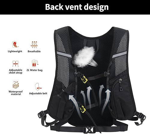 Miniatura 2 de DOJUNS Mochila de senderismo ligera Mochila de viaje 20L impermeable Mochila de senderismo Mochila de camping para hombres y mujeres (negro)