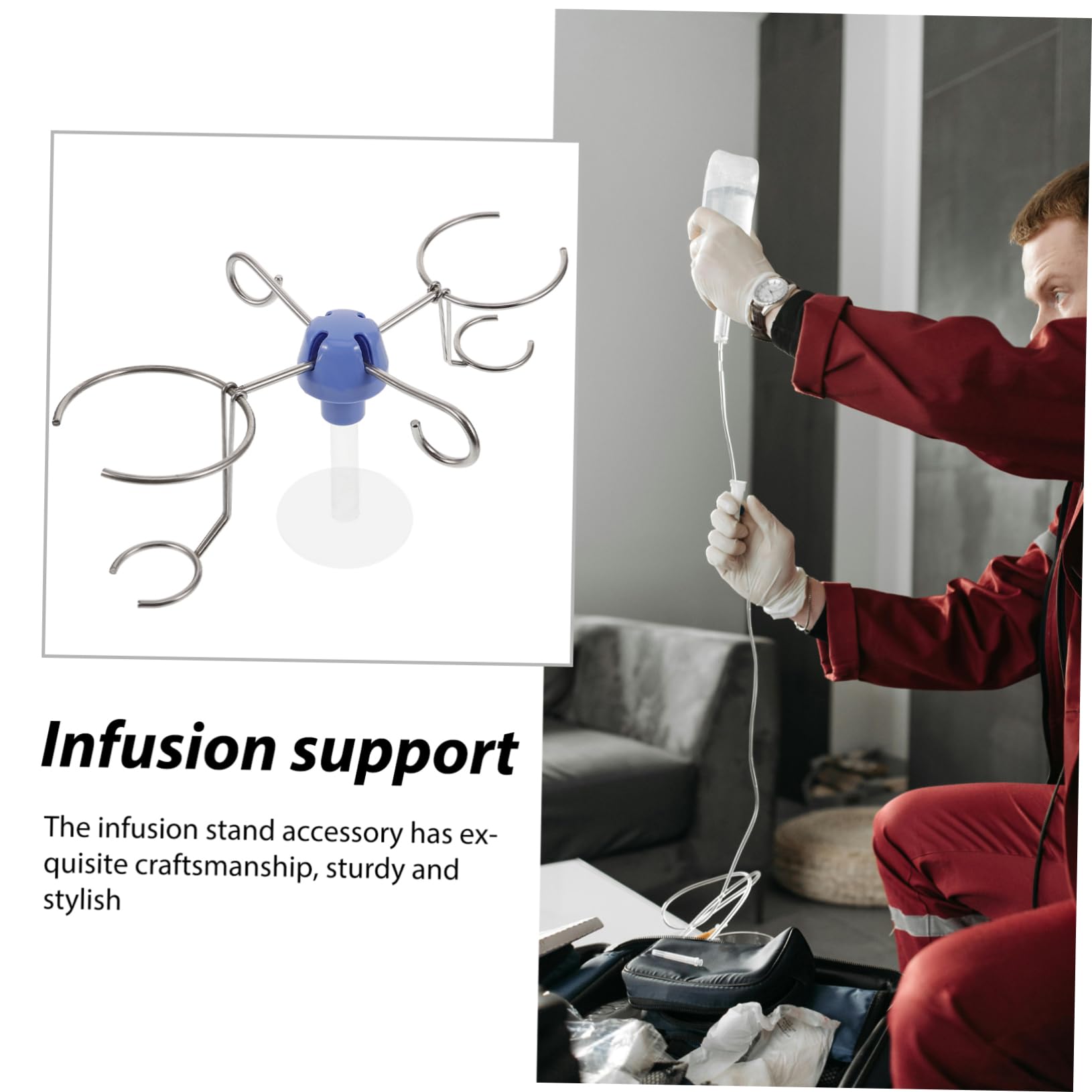 iplusmile Infusionshalter mit Stabiler Struktur als Praktisches Infusionsständer Zubehör aus Edelstahl und Einfachem Einbau Vertikale Infusionsgestellhalterung für Medizinische Anwendungen