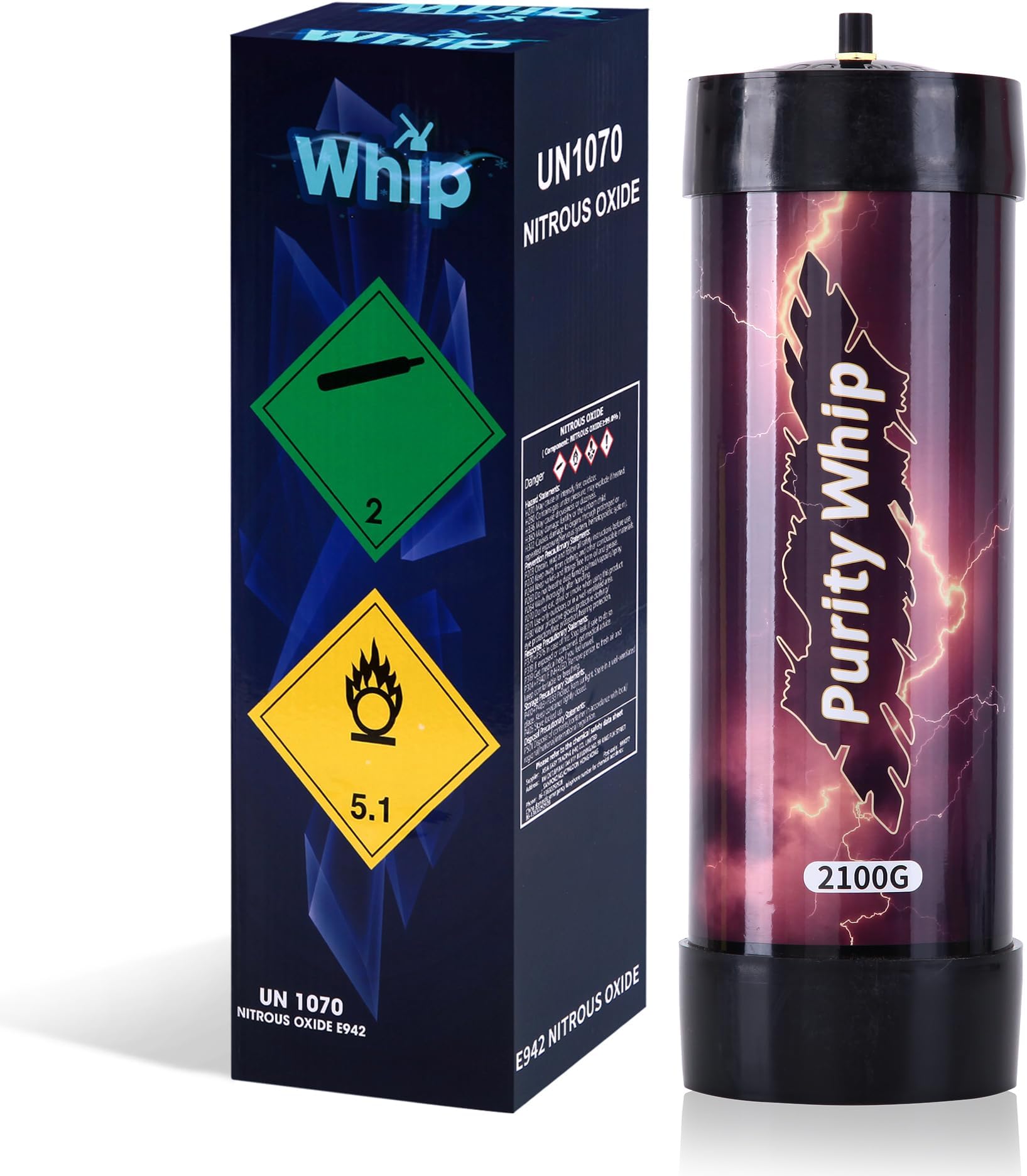 3.3L Nitrous Oxide Tank 2100G Whipped Cream Charger for Whipped Cream Dispenser 1-Count