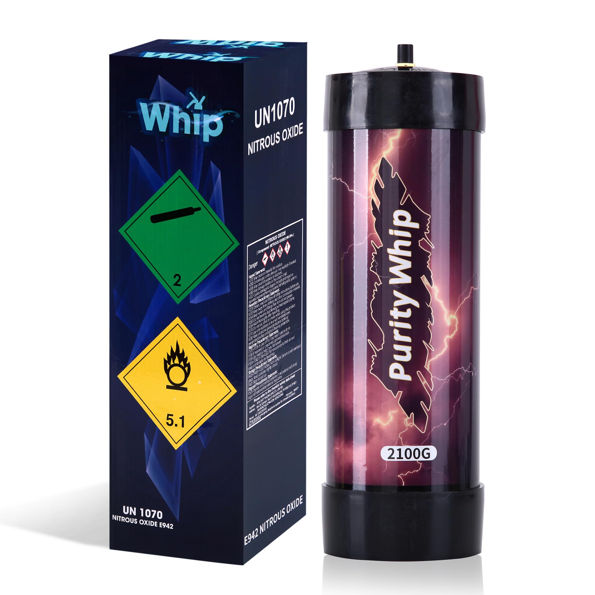 3.3L Nitrous Oxide Tank 2100G Whipped Cream Charger for Whipped Cream Dispenser 1-Count