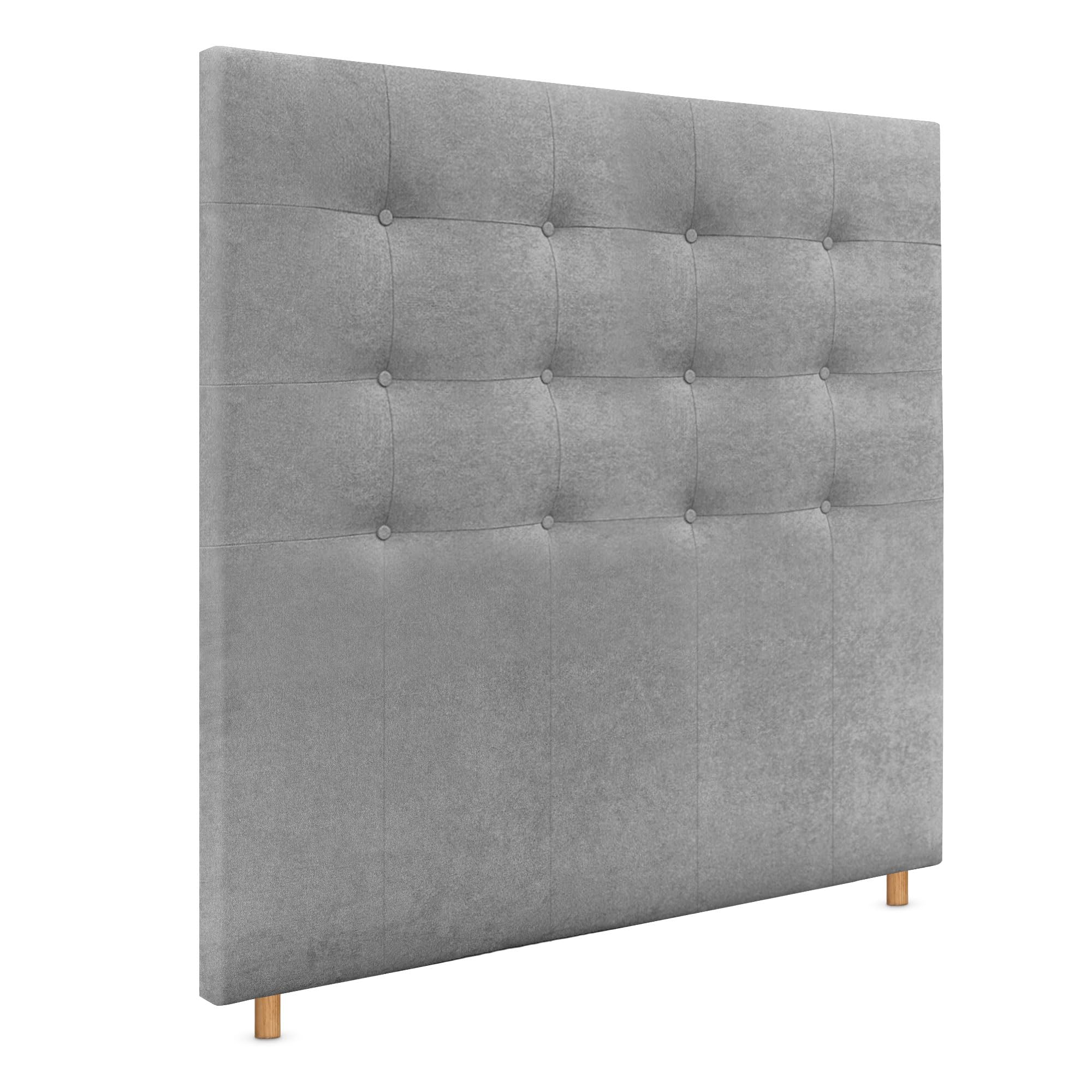 DHOME Cabecero Capitoné hasta el Suelo Cabezal 8cm tapizado ACUALINE Tela y Polipiel para Cama Dormitorio (135x120cm (120/135), Tela Gris)