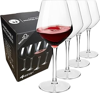Tritan Rotweingläser 425ml Partyglas mit Langem Stiel,4er-Set