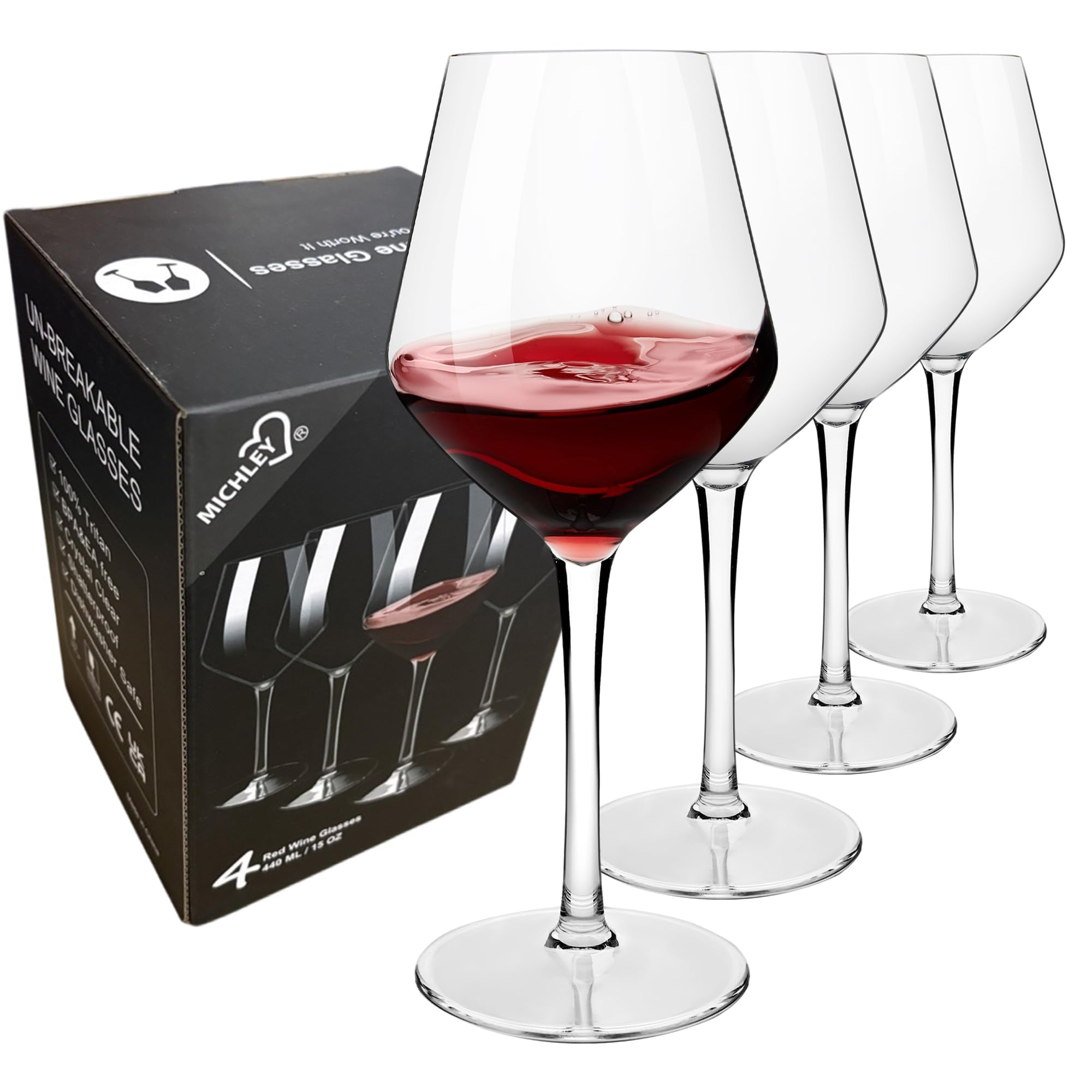 Set 6 Bicchieri Da Vino Infrangibili Amazing Abby In Tritan | Plastica Senza BPA, Riutilizzabili, Lavabili In Lavastoviglie | Ideali Per Piscina, Esterni, Feste