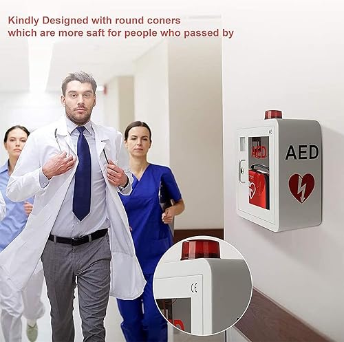 Miniatura 5 de Armario AED, gabinete de almacenamiento de desfibrilador de primeros auxilios montado en la pared con sistema de alarma y control de acceso