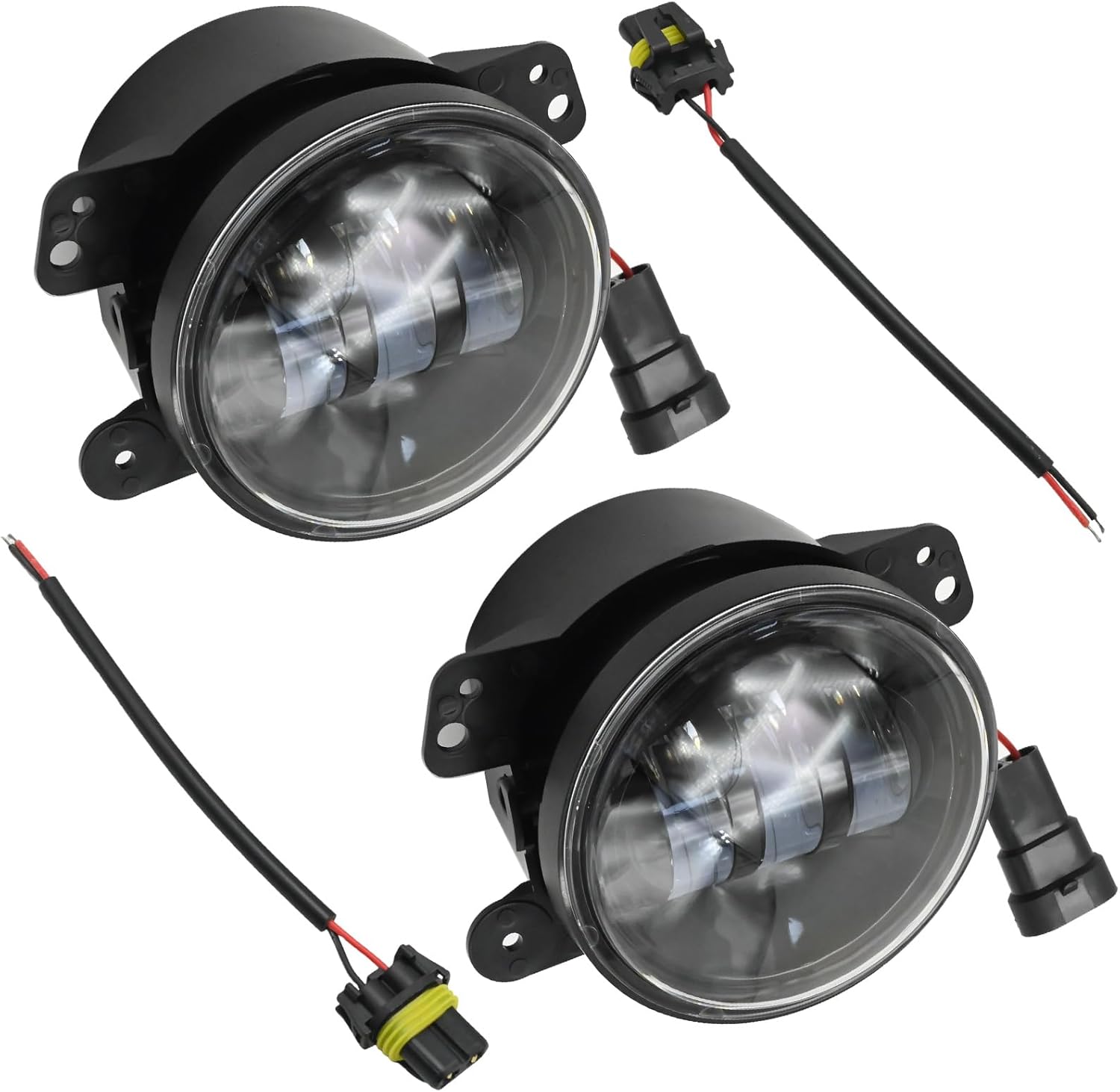 Anxingo 2 Pack 4 Inch 30W Round LED Fog Light White 6000K Motorcycle Driving Lamp Replacement for Jeep Wrangler JK TJ CJ 2007-2016