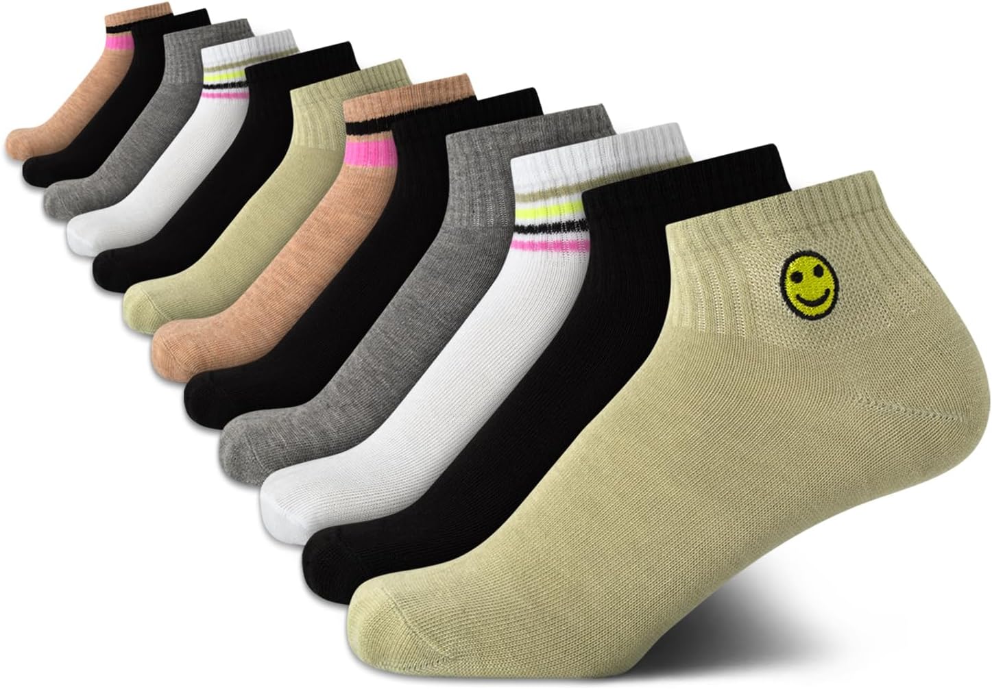 Steve Madden Womens Ankle Socks - 6 & 12 Pack Womens Socks Fun Embroidered Designs Cotton Cozy Fit (Sizes 5-10)