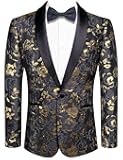 Stylish Men Suit Jacket Blazer Shawl Lapel One Button Slim Fit Long Sleeve Jacket Tuxedo Party Dinner