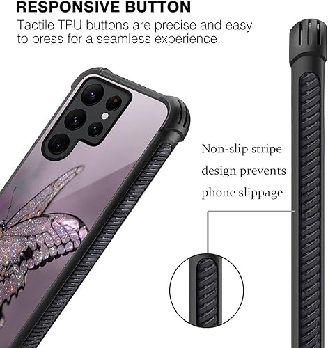 Miniatura 6 de CARLOCA Funda compatible con Samsung Galaxy S22 Ultra, diseño gráfico de identidad de mariposa brillante, a prueba de golpes, antiarañazos, acrílico