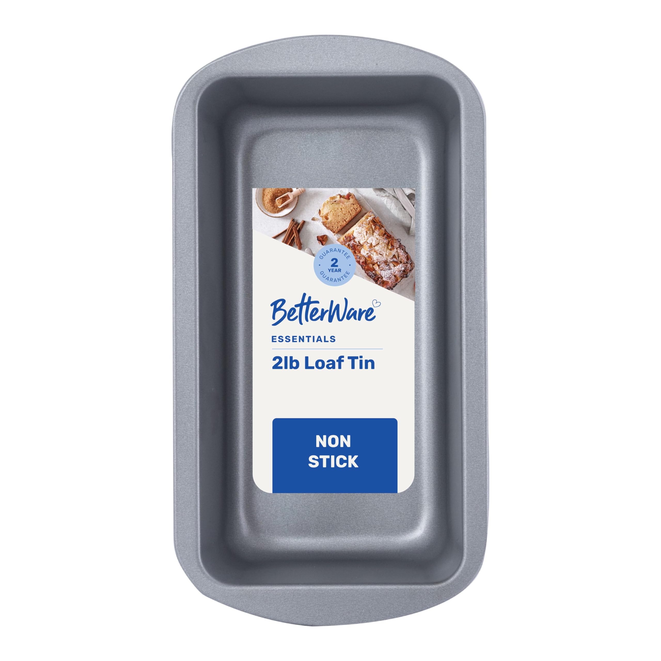 BetterWare Essentials 2lb Non-Stick Loaf Tin | Low-Carbon Steel | Dishwasher & Freezer Safe | Stackable Design