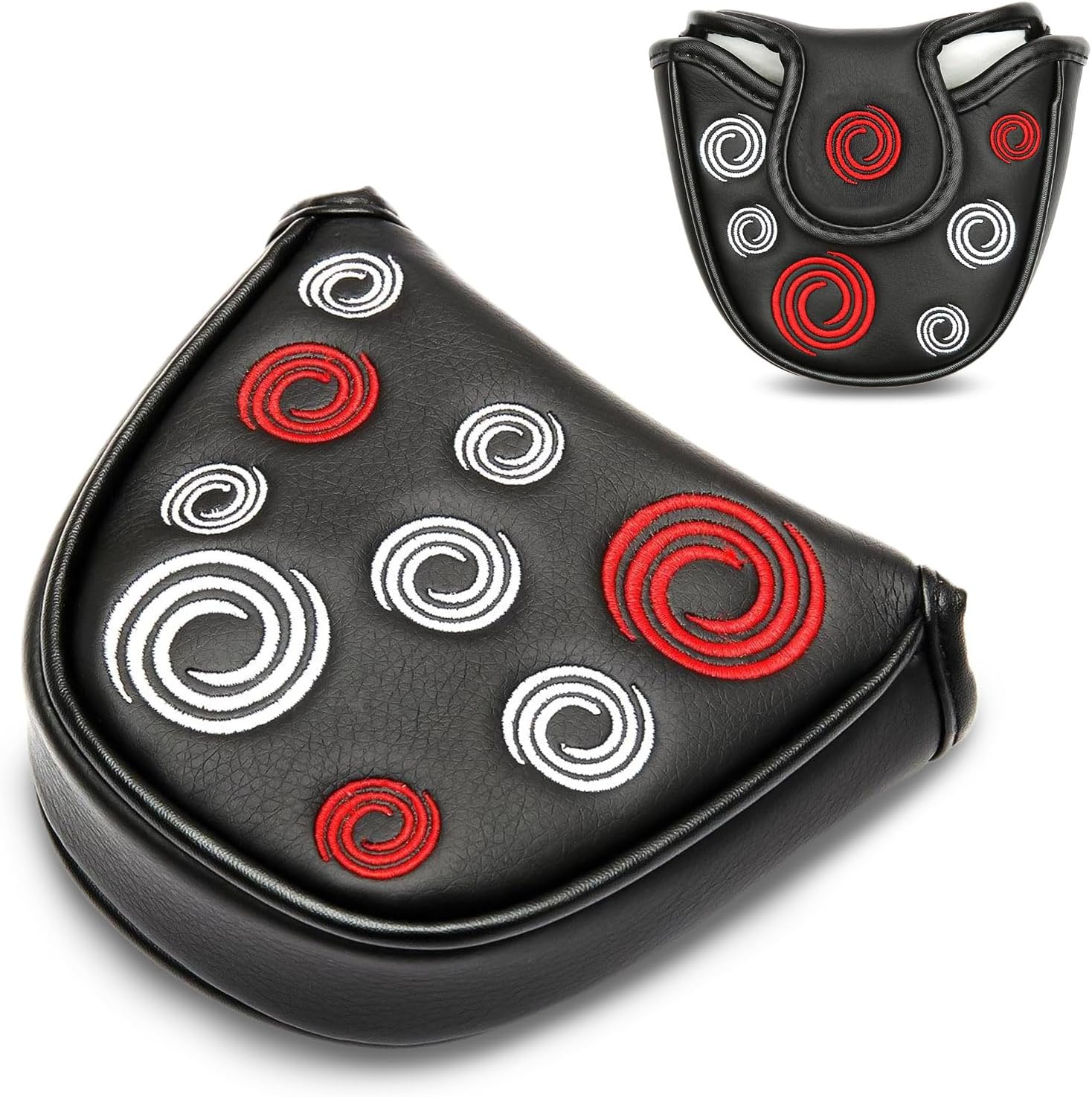 Putter Head Covers,Mallet Putter Headcover, With Circle Embroidery Premium Magnetic Closure Half Round For Golf Headcover Magnetic Applies for Odyssey Putter Covers