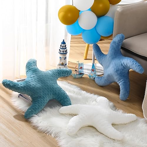 Miniatura 4 de Fumete Almohada de peluche de estrella de mar, paquete de 3, animal de peluche de 20 pulgadas, bonita decoración costera para dormitorio de niños,