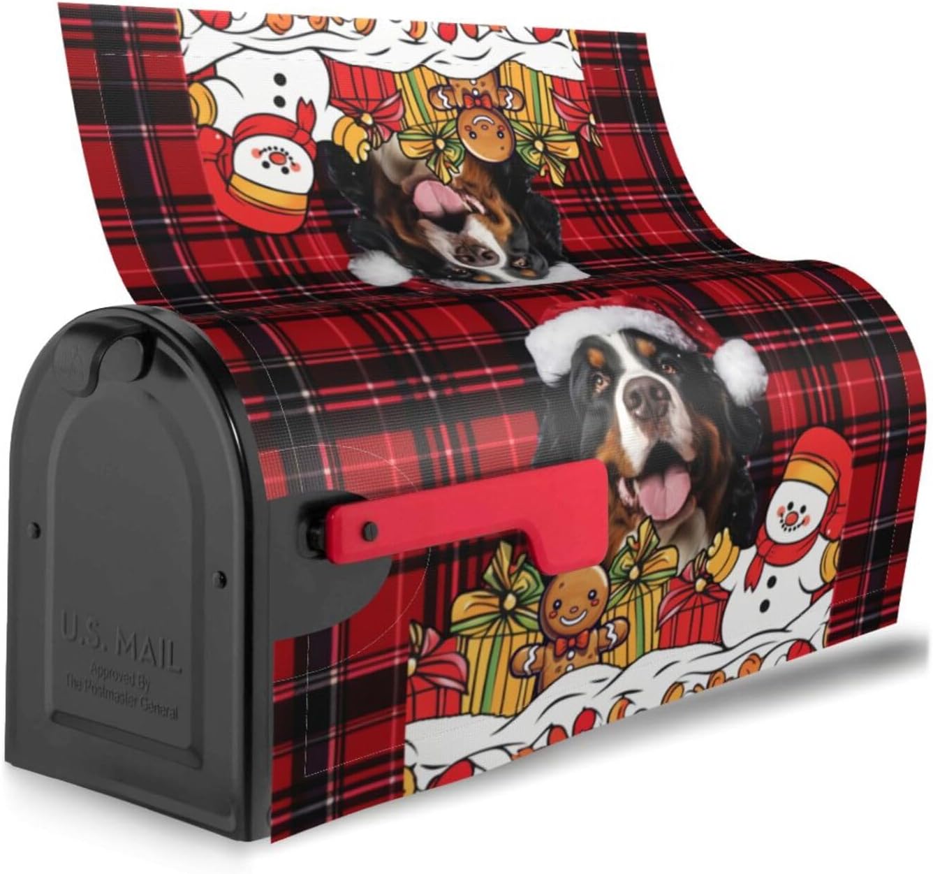 Bernese Mountain Dog Christmas Mailbox Cover 21 x 18 in Post Box Cover Standard Size for Garden Yard