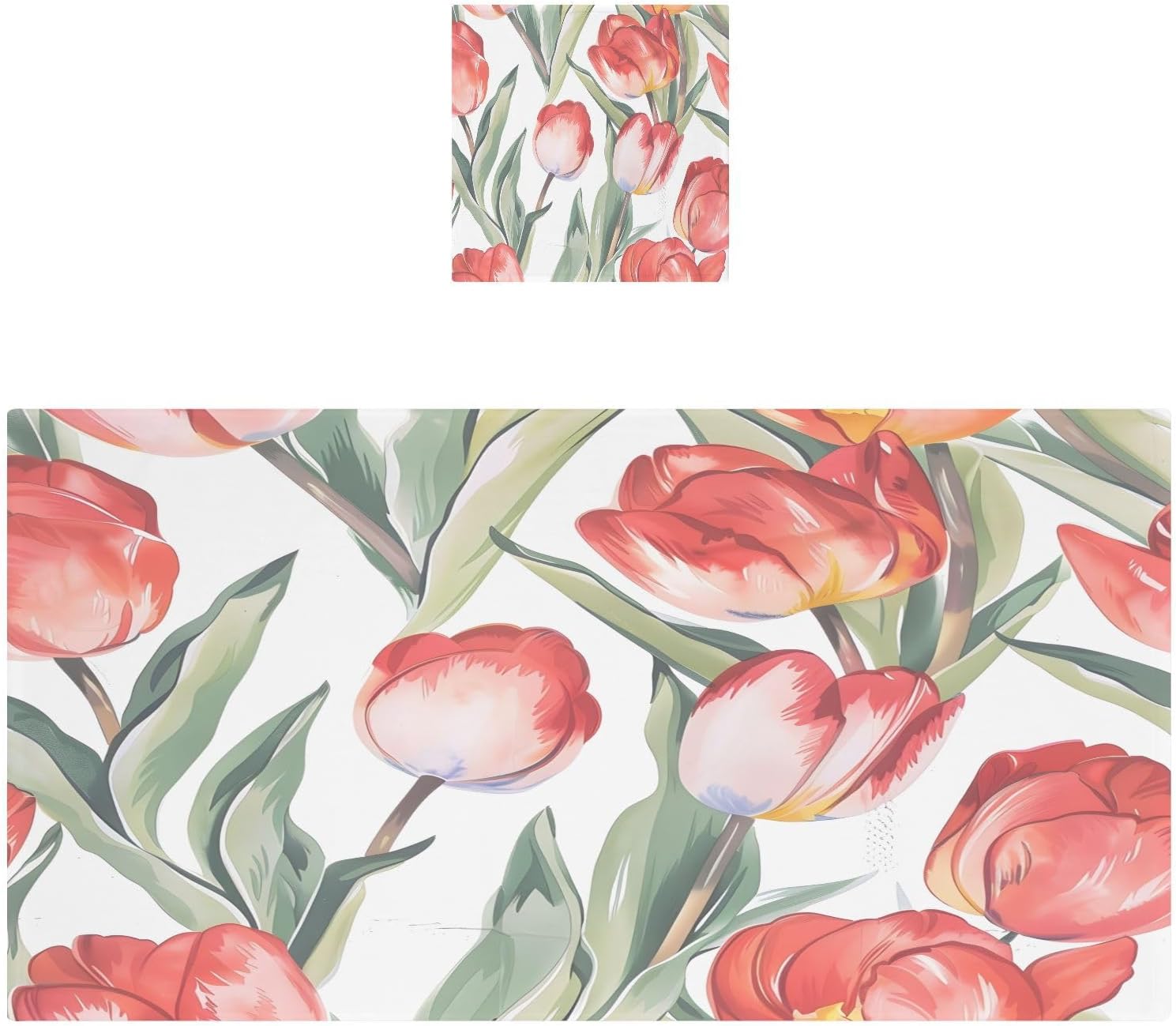 Hand Towels Premium Soft and Highly Absorbent Tulips Painting 2 Pcs Towels for Bathroom Set 100% Cotton Decorative Face Towels