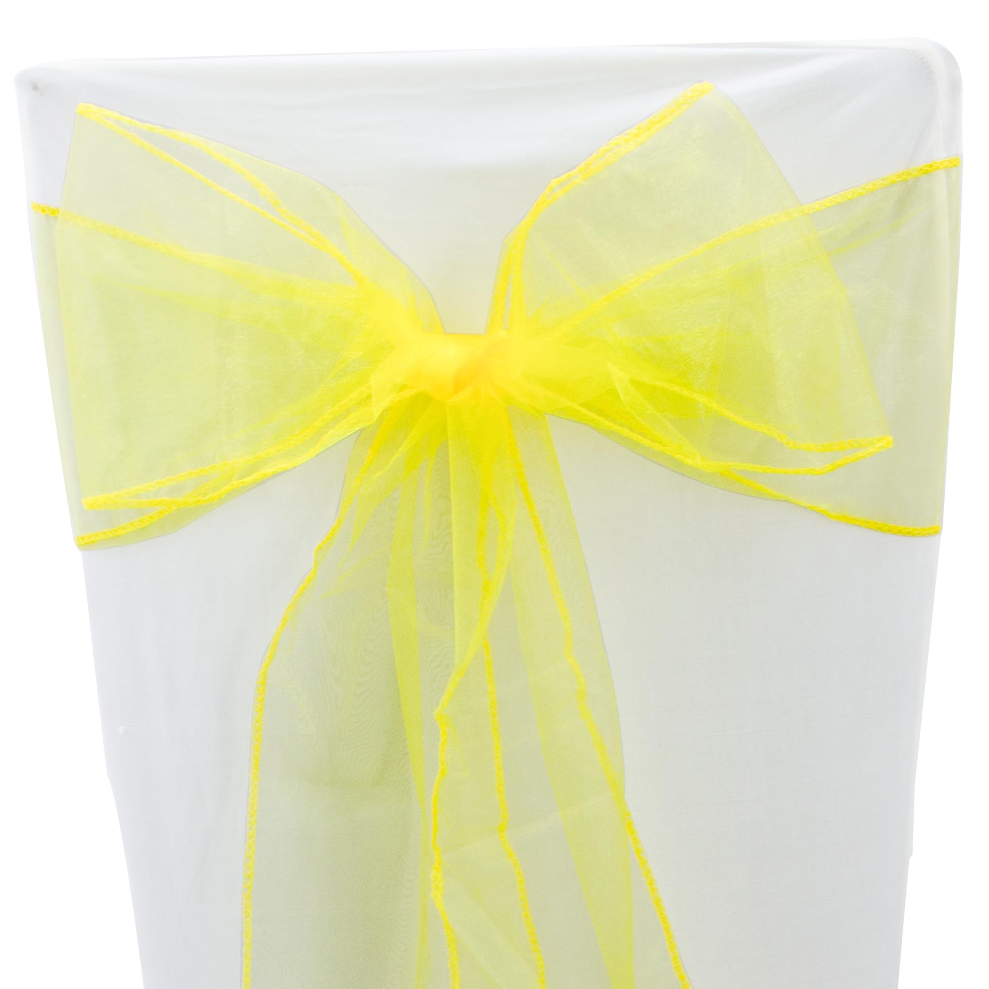 Time to Sparkle 110PCS 17x280cm Organza Chair Sashes Wider Fuller Cover Party Decoration Bow Sashes for Wedding -Lemon
