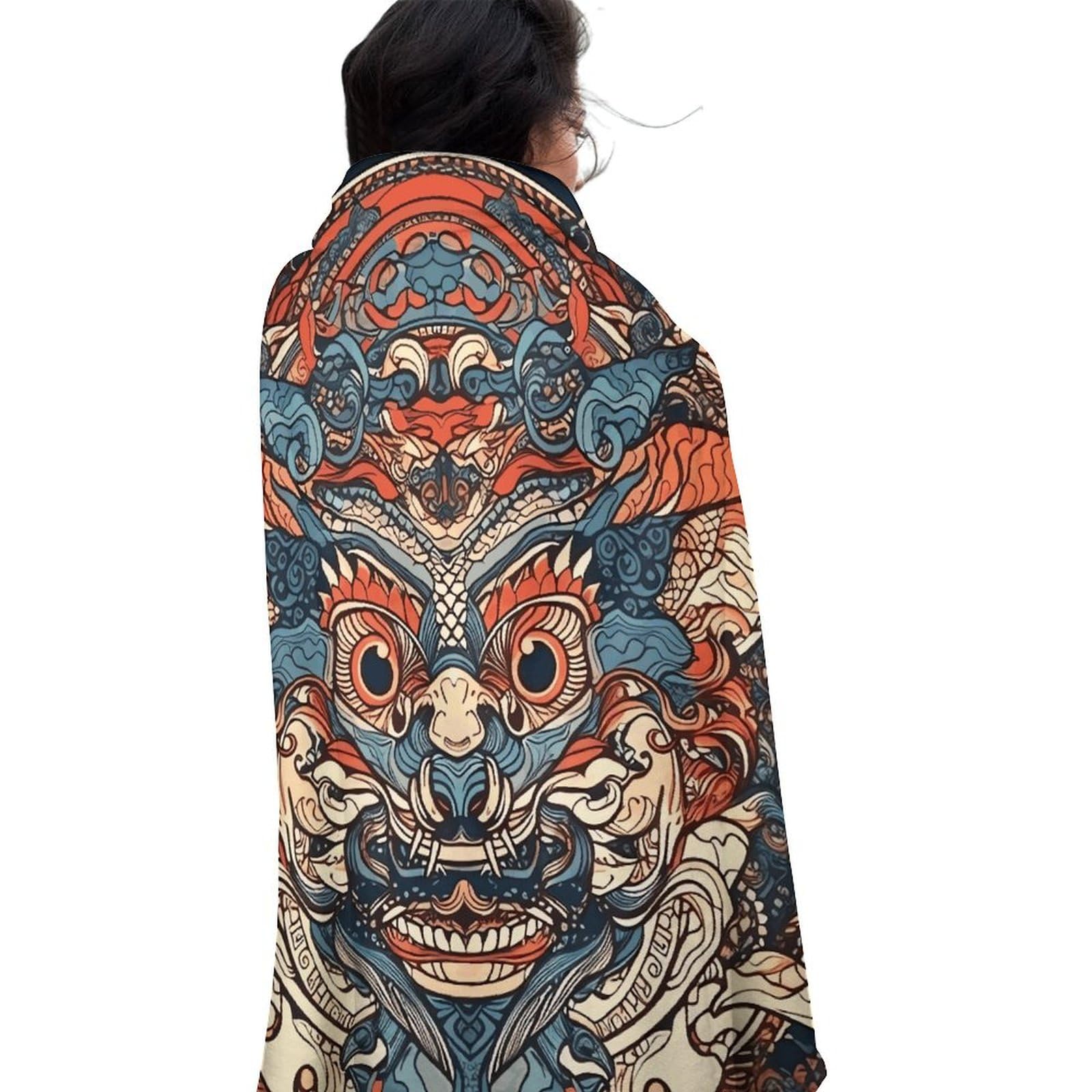 Couverture ronde style asiatique 150cm jeté de plage et de voyage