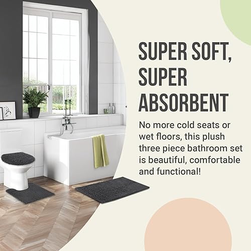 Miniatura 6 de ITSOFT Tapete largo de microfibra de felpa, antideslizante, suave, absorbente, lavable a máquina, tapete de baño de felpilla de secado rápido, ideal