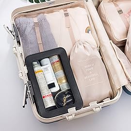 LETGO Clear Makeup Bags, TSA Approved Toiletry Bag with Zipper, Clear Makeup Organizer Fit Carry-on Travel Essentials,Car Essentials for Women Men (C-Black)