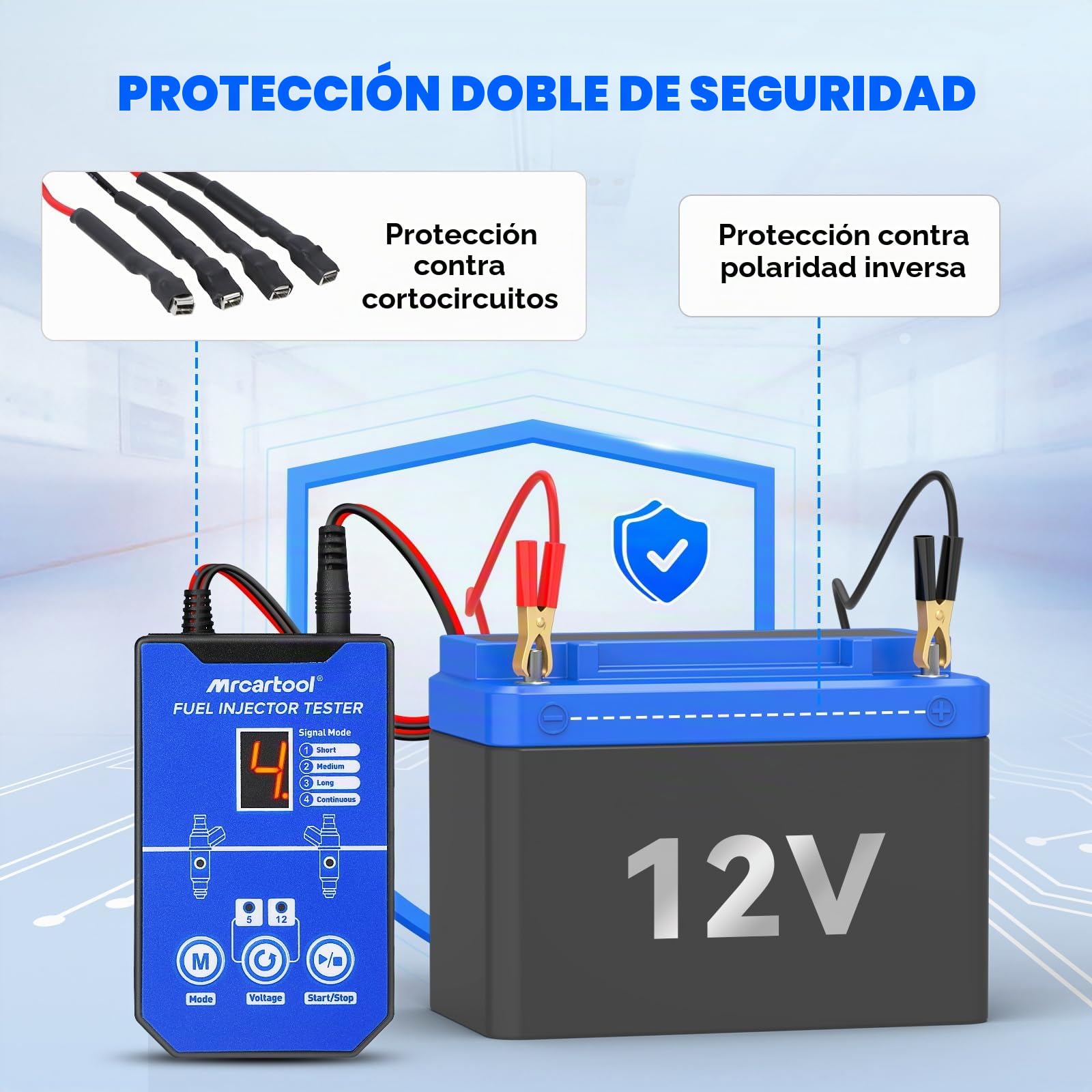 Equipo de prueba y limpieza de inyectores de combustible automotriz EFI GDI con 6 adaptadores (5V/12V), 4+4 modos de impulso, herramienta universal para inyectores de combustible