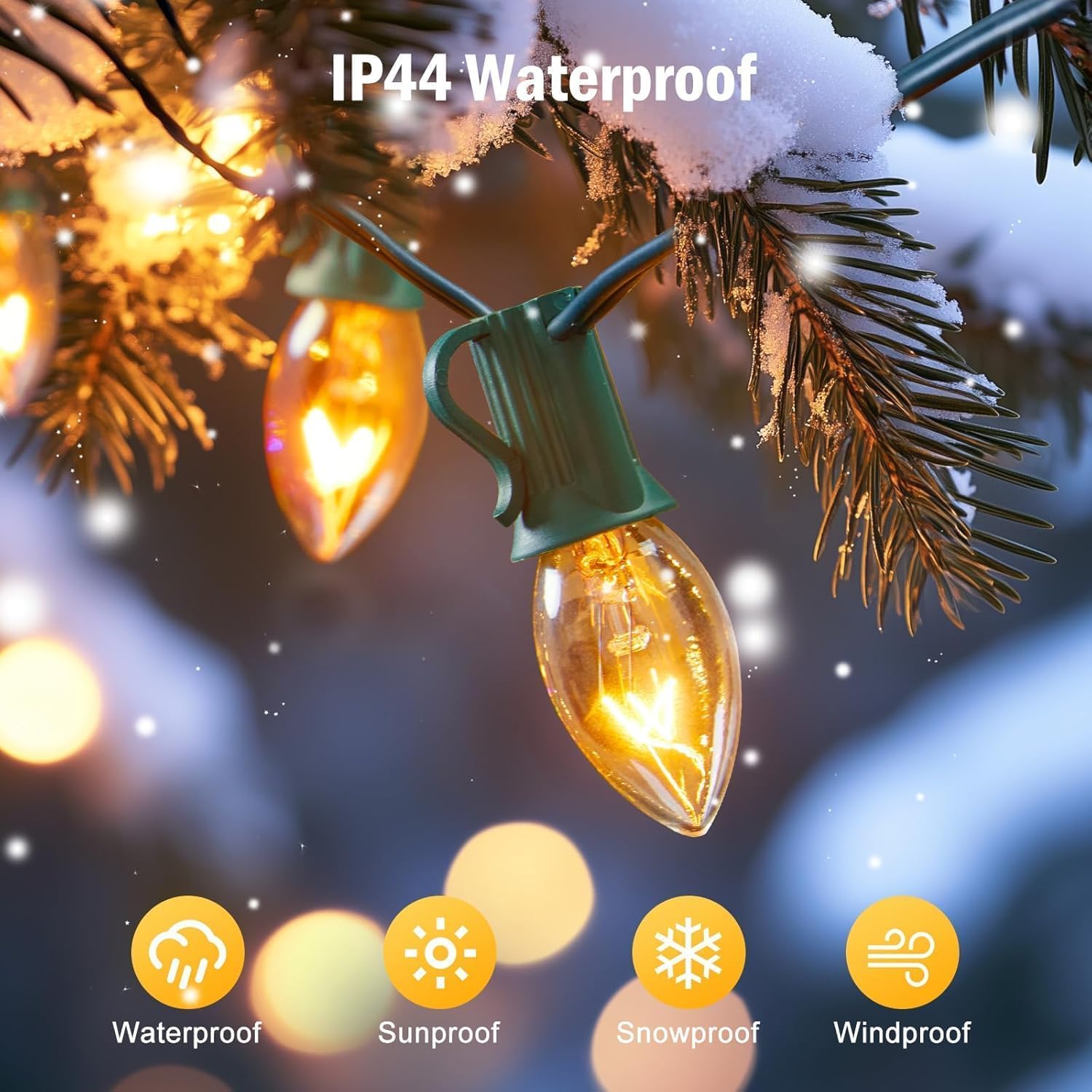 25 Pack Clear Christmas Light Bulbs, E12 Candelabra Base, 5 Watt for String Lights, Replacement C7 Incandescent Bulbs