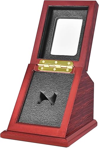Miniatura 3 de Caja de exhibición de madera biselada para anillo de campeonato, una ranura, caja de anillo de béisbol deportivo para exhibición