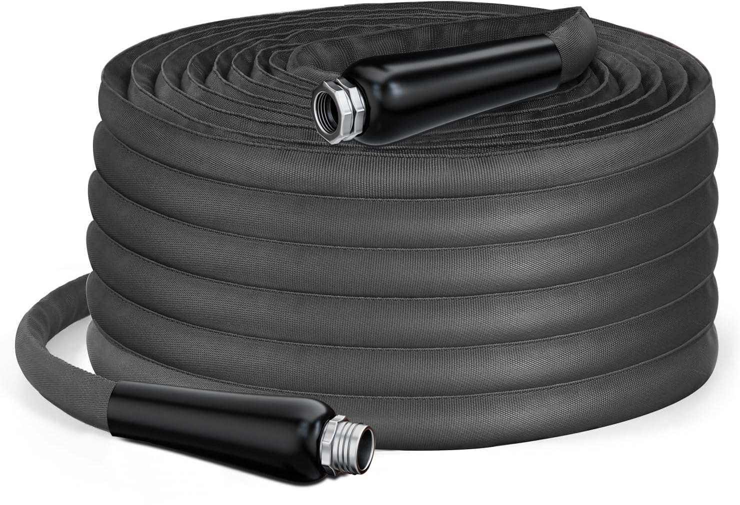 Garden Hose 50ft - Fabric Covered, NON-EXPANDABLE Water Hose,Lightweight Flexible Hose Pipe, Black