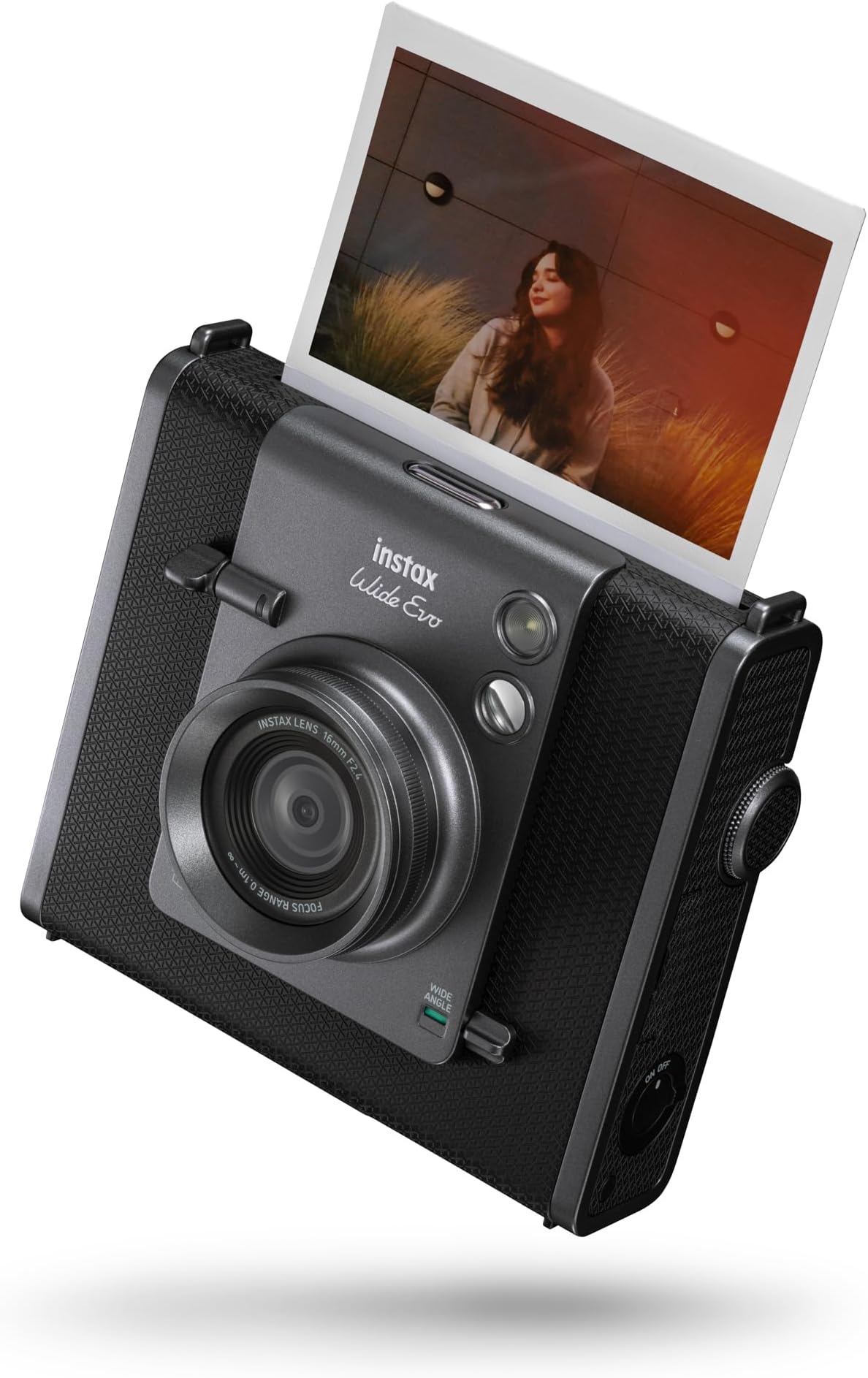 WIDE EVO 2-in-1 instant film camera and printer, rear LCD screen, 10 Lens and 10 film filters, wide-angle lens function, uses INSTAX Wide film sold separately