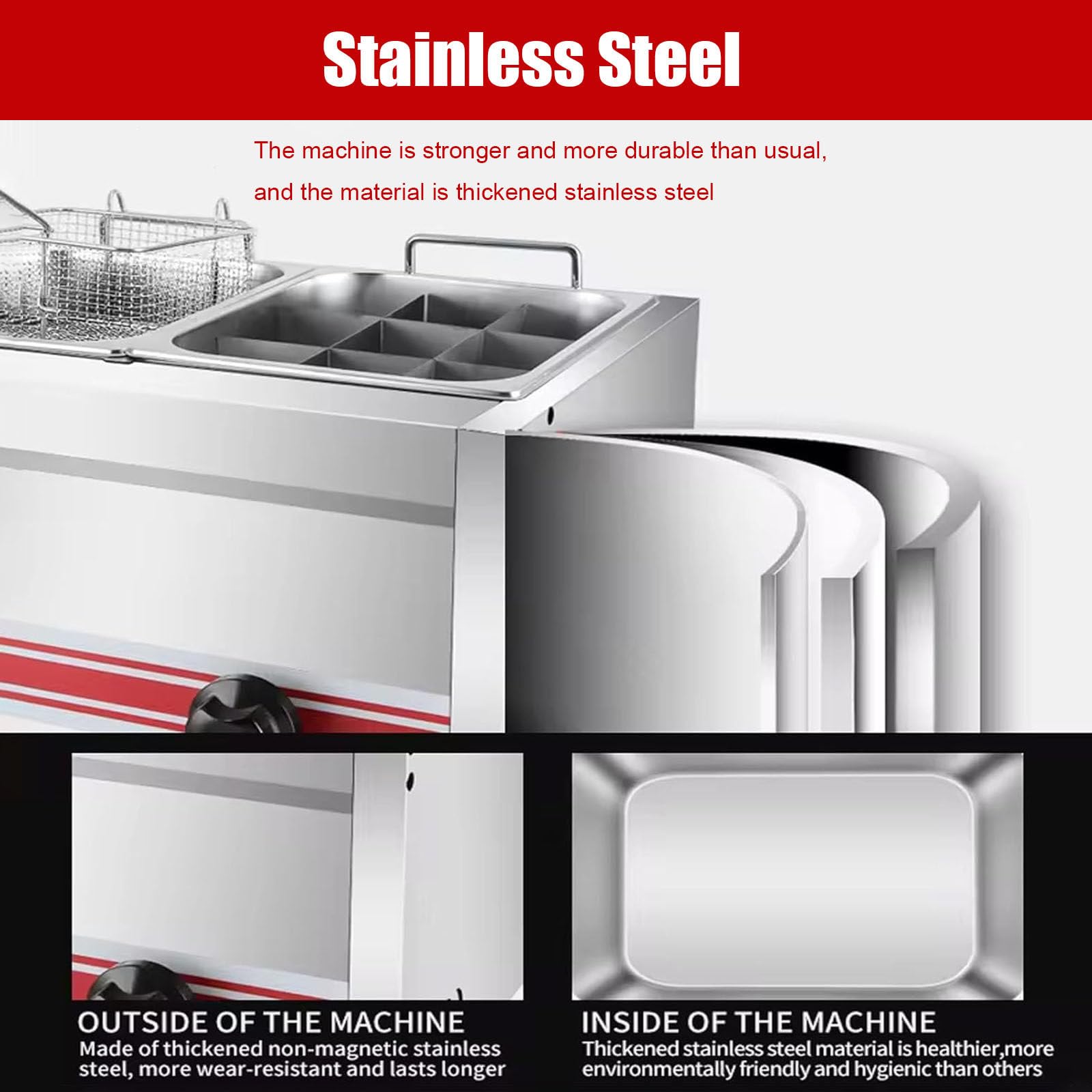 Freidora de Gas Profesional de Acero Inoxidable Comercial,con Cestas Y Tapas,Potencia de Fuego Ajustable Y Control de Temperatura,para Encimera de Restaurante Comercial MáQuina (10l+10l)