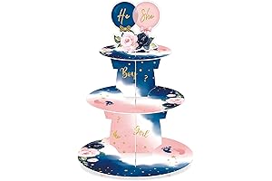 Three Tier Gender Reveal Party Cupcake Stand
