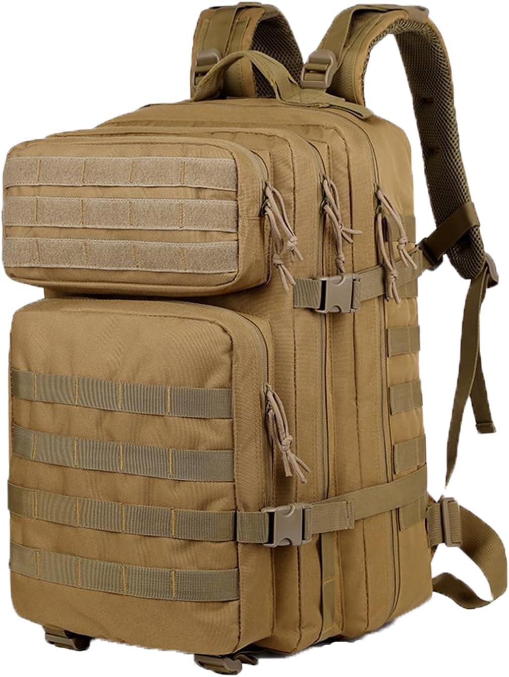 56L Tactical Backpack, Military Molle Backpack Army 3 Day, Waterproof Durable Hiking Rucksack for Men, 24H Outdoor Survival Bug Out Bag for Camping, Travel, Hunting, Khaki