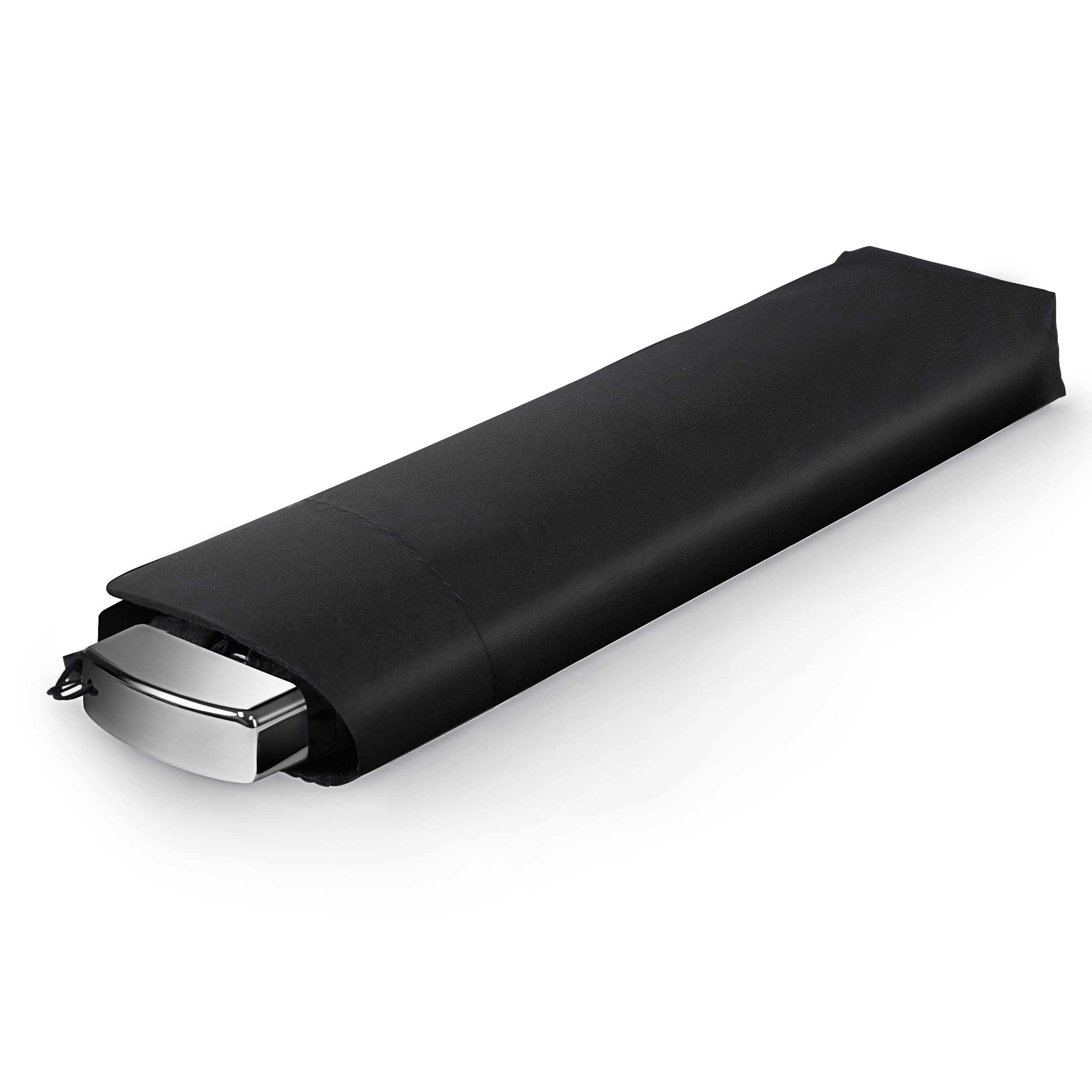 Lejorain Travel Mini Umbrella for Purse - Black Compact Durable Cool Teflon Light Weight Flat Backpacking Umbrella Portable Paraguas