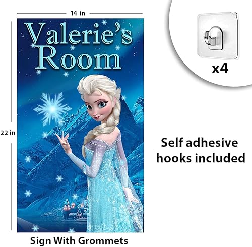 Miniatura 2 de Princesses Door Name Banner  Nursery Kids Room Sign  12x20in (Elsa)