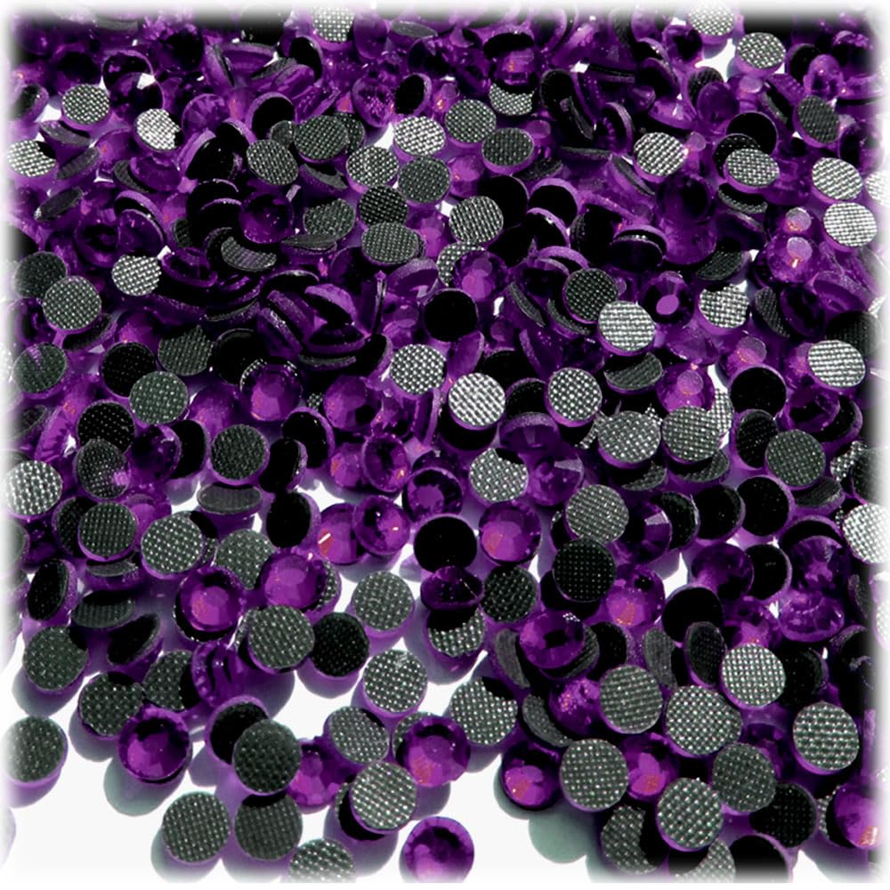 The Crafts Outlet 720-pc Iron On Heat induced Glue, Glass Rhinestones, 5mm (20ss) Small - Purple Amethyst