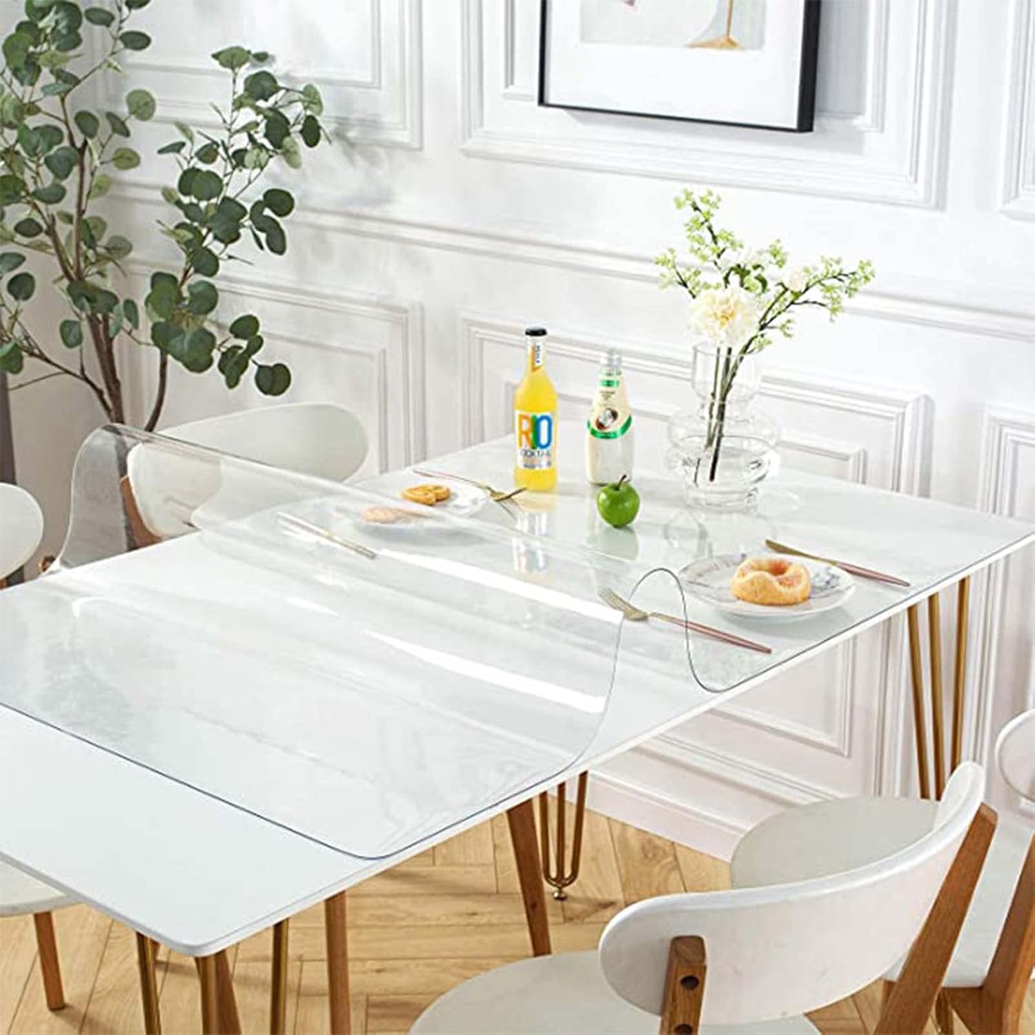 YSUEFIJO Clear Plastic 100% Waterproof Tablecloth 24x39in, Clear Table Cover Protector, Rectangle Clear Desk Mat, Vinyl PVC Rectangle Table Cloth, for Kitchen, Coffee Table, Writing Desk