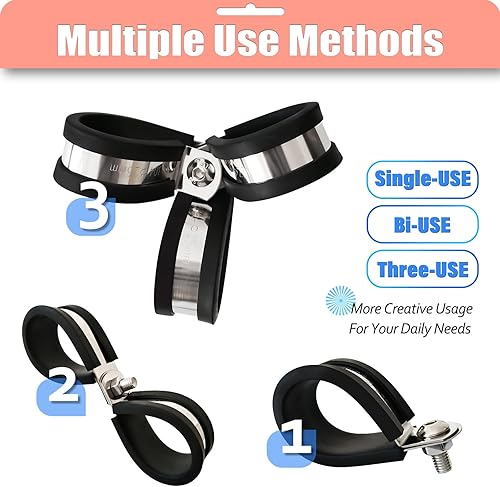 Miniatura 7 de Kit surtido de 221 abrazaderas de cable de acero inoxidable 304 abrazaderas de tubo de goma de 10 tamaños de 14 a 1-34 pulgadas con aislamiento de