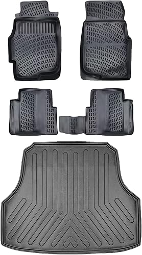Juego de alfombrillas y forro de carga para Honda Civic Sedan 1996-2000  Revestimiento de suelo de TPE negro para todo tipo de clima, para 1 2 fila