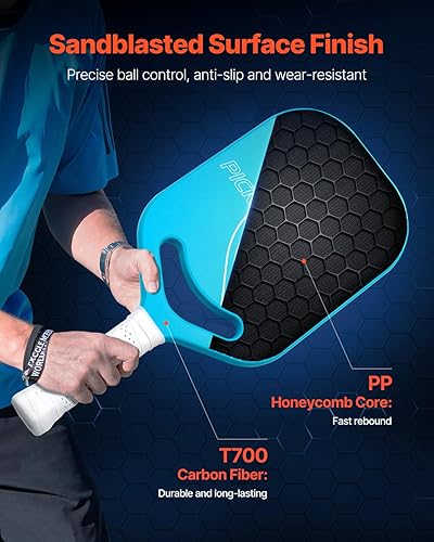 Vista 3 de VEVOR Pickleball Paddle, T700 Carbon Fiber Surface & Honeycomb Core, Pickleball Paddle with Increased Power & Control & Spin Pickle Ball Racket for