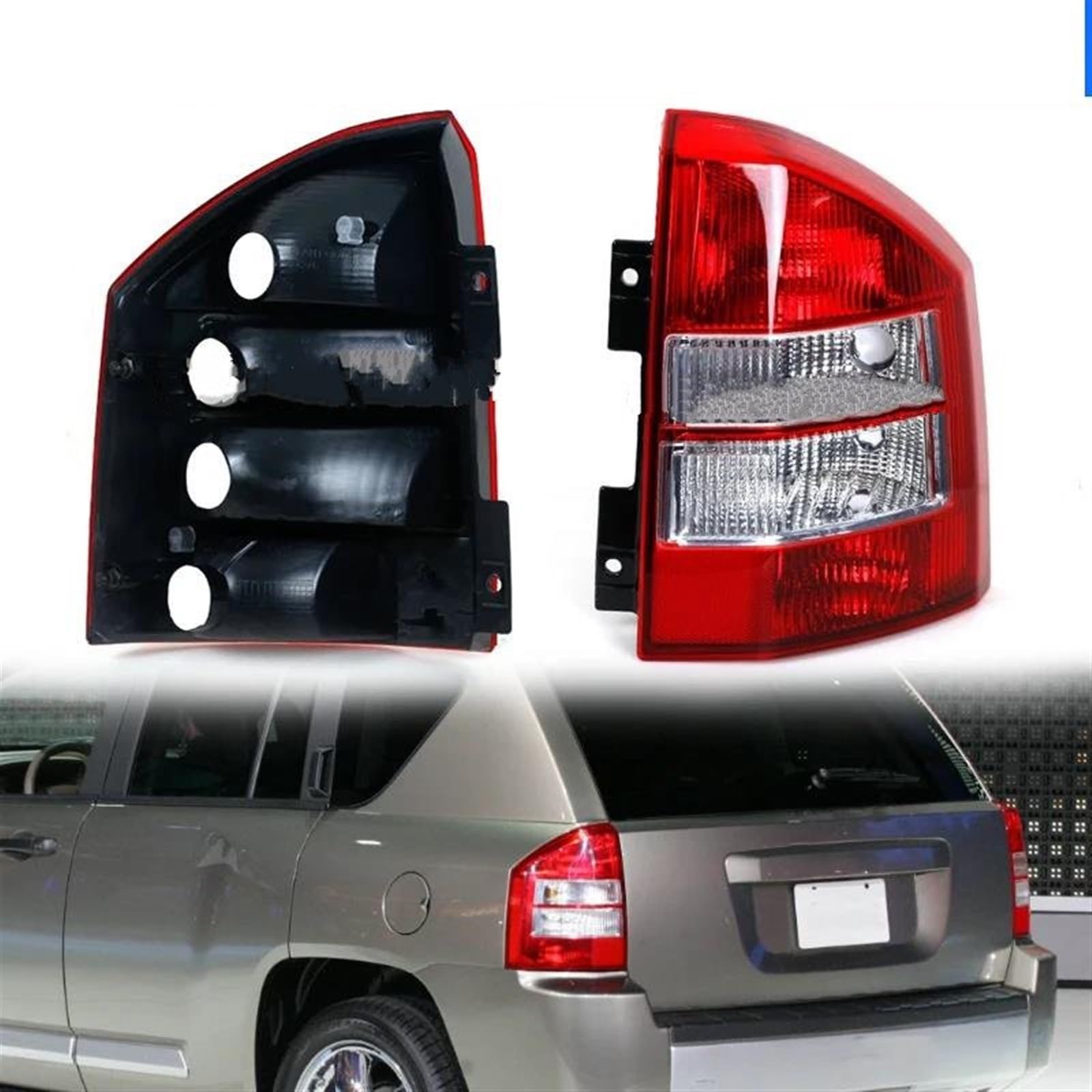 Generico Copertura Fanale Posteriore Per Auto Per Jeep Per Compass 2007-2010 Fendinebbia Indicatore Di Direzione Ricambi Paralume Freno Senza Lampadina kit(Left)