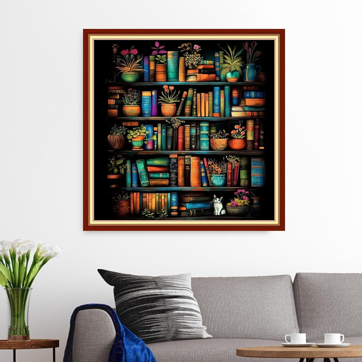 Funxvoot Stamped Cross Stitch Kits for Beginners or Adults Embroidery Starter Patterns | DIY Printed Cross Stitch Kits Needlepoint for Adults or Kids 11CT-Magic Bookstore 18x18 inch