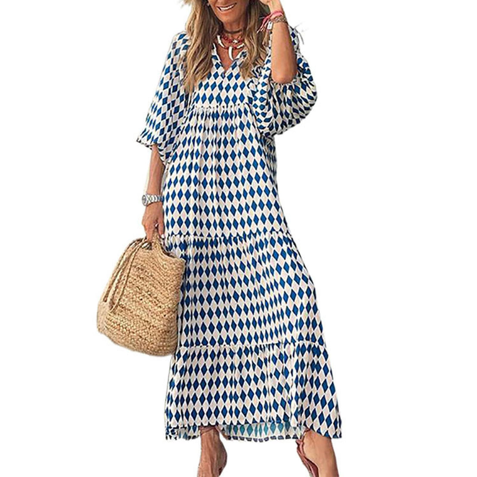 Robe longue d'été à manches bouffantes et motif floral bohème romantique