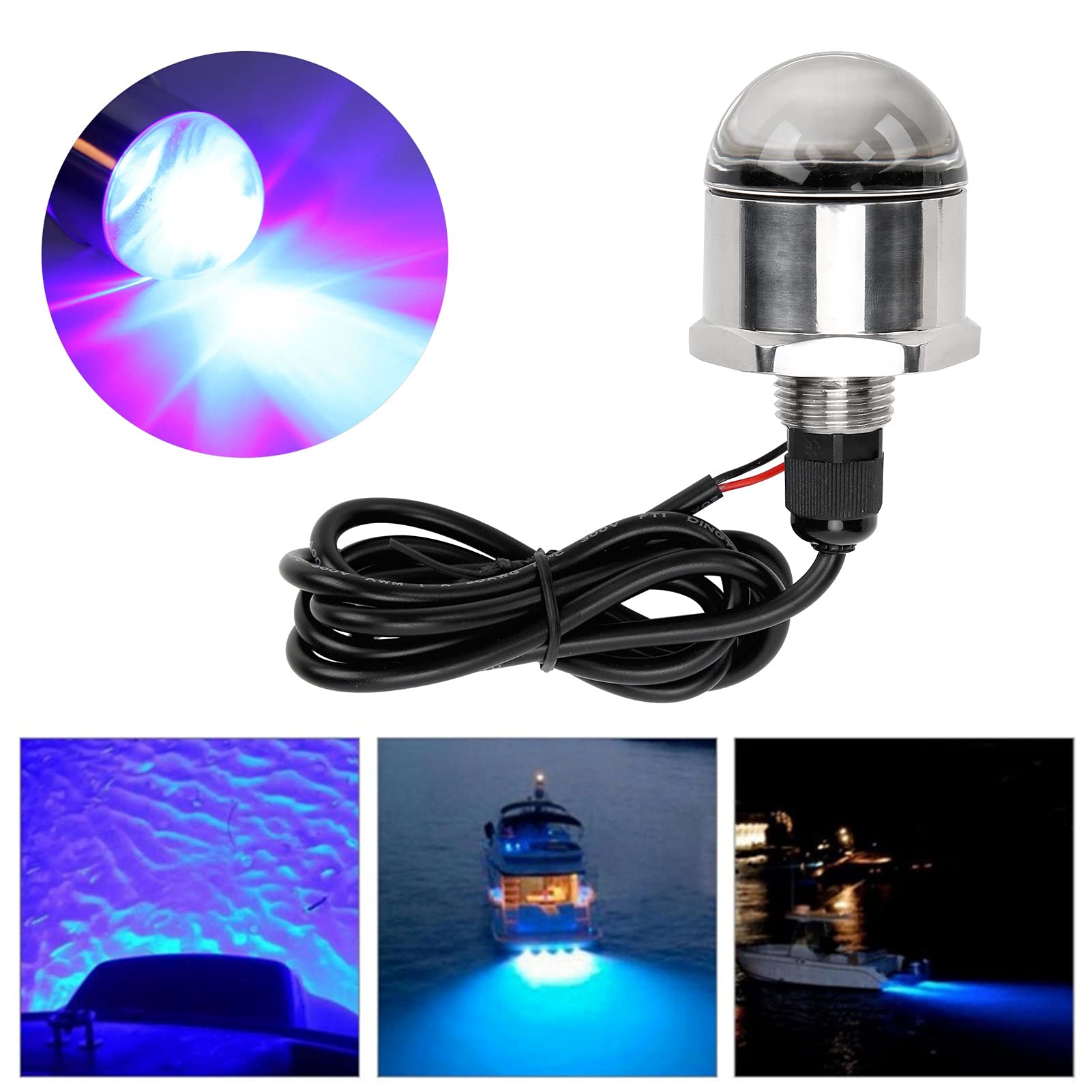 Le Bateau Bleu Allume 9LED Lumières sous-Marines de Bateau 12V Lumière de Bouchon de Vidange 1200lm 1/2in NPT Fil Lampe sous-Marine pour Bateau Marin Yacht