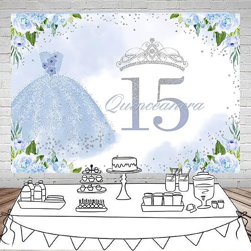 Miniatura 8 de Mocsicka Telón de fondo de cumpleaños de quinceañera para niña, decoración de fiesta de cumpleaños con texto en inglés "Mis membrillo anos", color