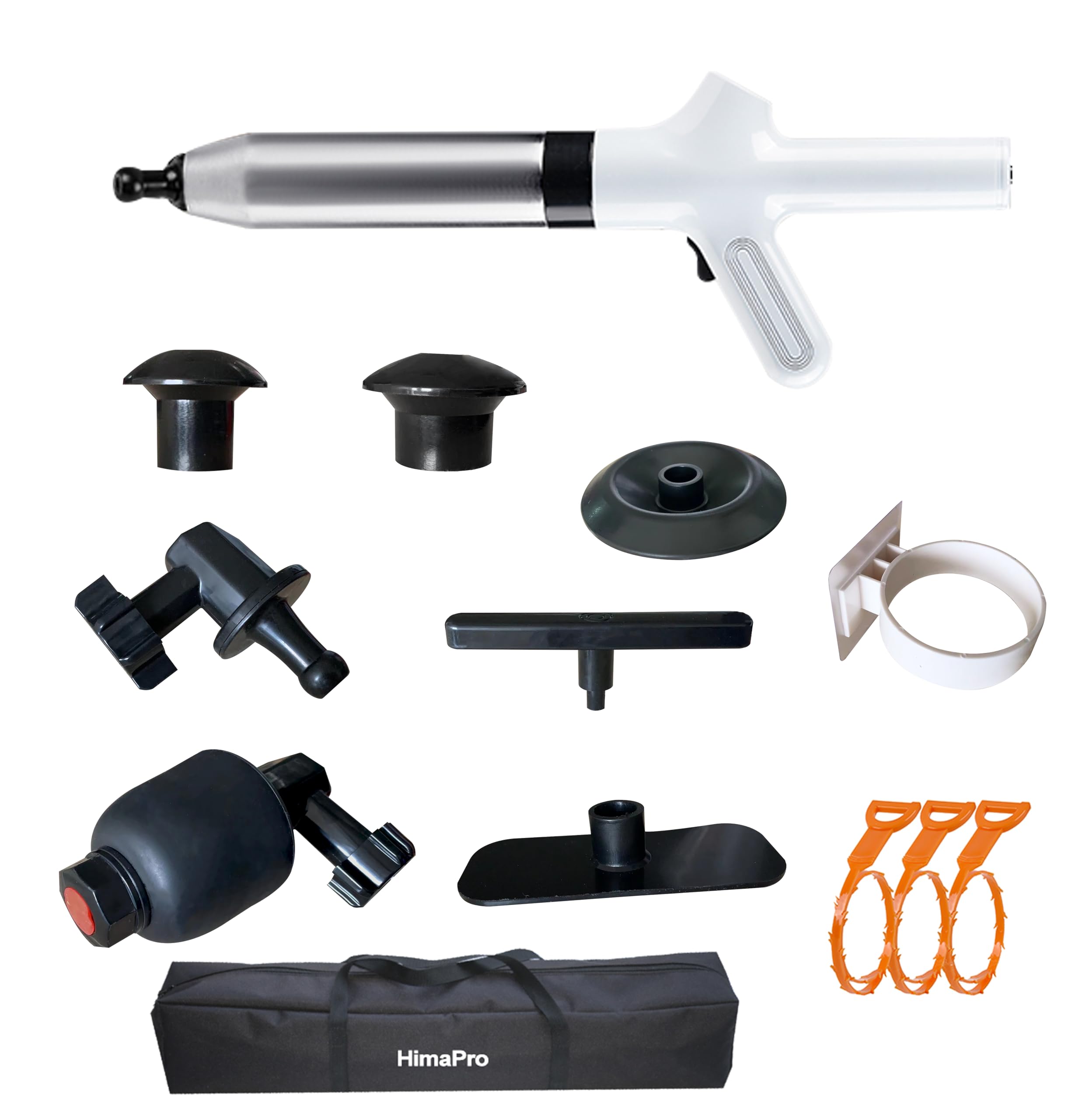 HimaPro Kit de desatascador de aire de alta presión para inodoros, fregaderos de cocina, desagües de ducha y tuberías con facilidad, bolsa de lona y serpiente de drenaje incluida