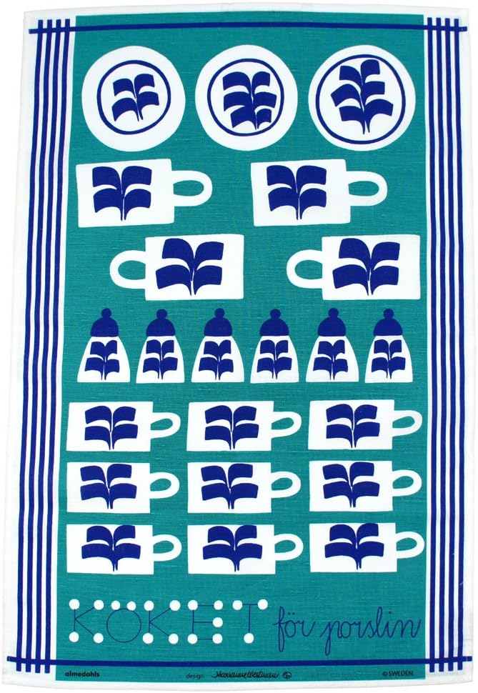Almedahls Swedish Fish Tea Towel, Cotton Blend, Blue, 23 x 20 x 1 cm