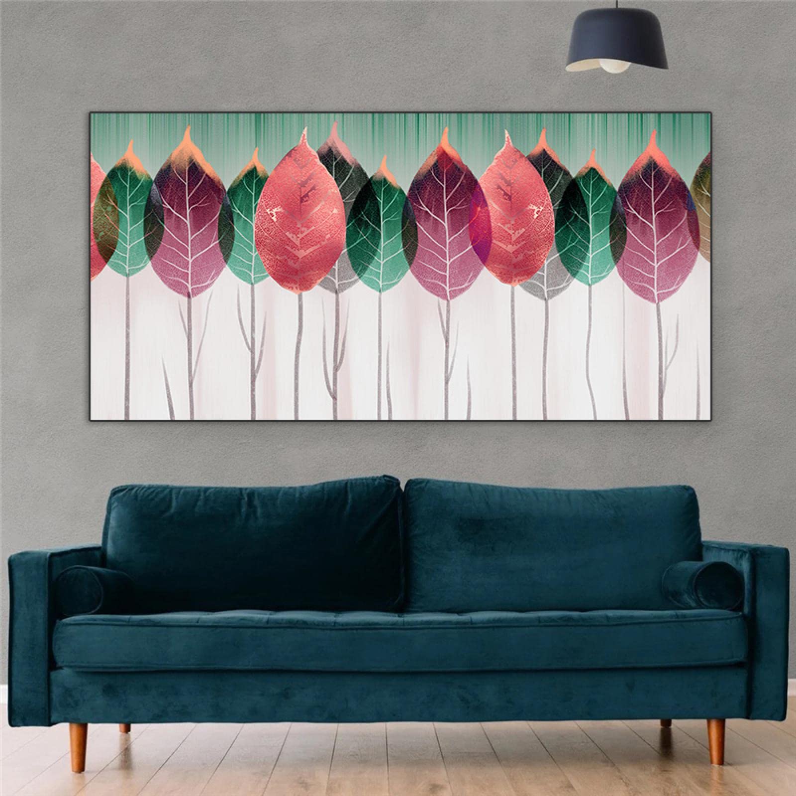Pintura en lienzo Decoración nórdica para el hogar Arte de la pared Hojas Carteles Impresiones Cuadros modernos Sofá Imágenes Decoración de la habitación estética 80x162cm (31x64in) con marco